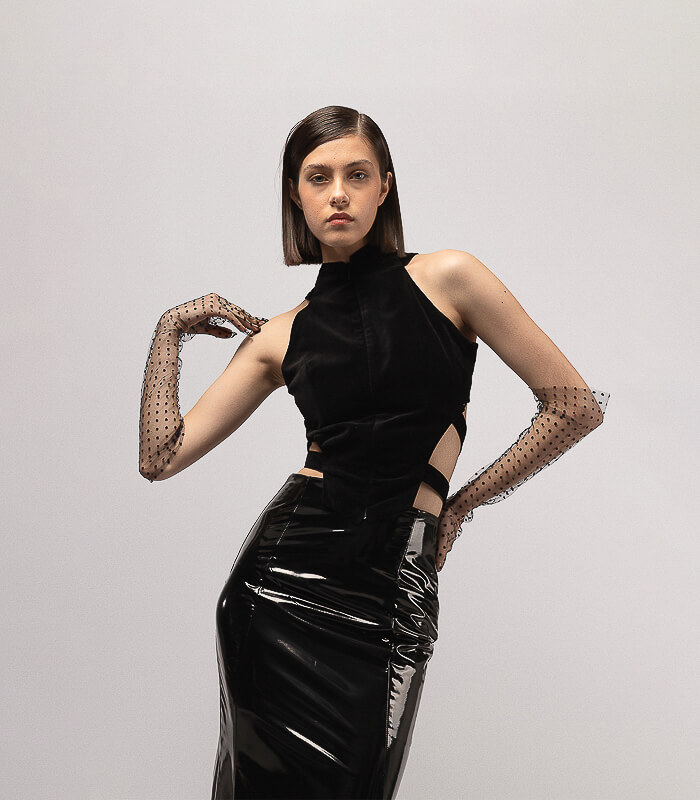 ecomm-129 Top Estructurado en Terciopelo Italiano FB - Imagen 1